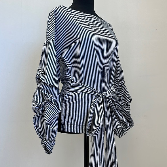 MAX Jeans Black & White Striped Blouse - Picture 7 of 14